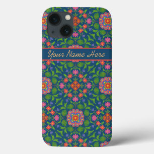 Chic Floral Rangoli Pattern on Deep Blue iPad Case