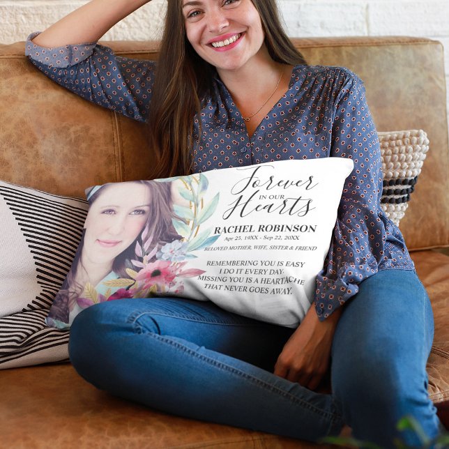 Chic Floral Remembrance Family Memorial Decorative Cushion (Creator Uploaded)