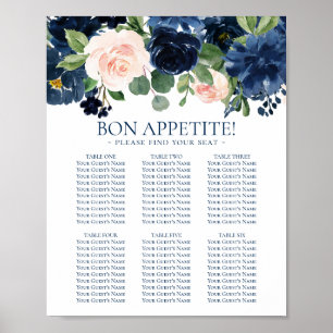 Chic Floral Romantic Blush Navy Seat Self Chart