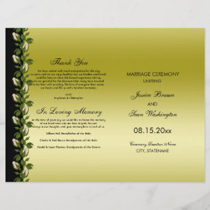 Chic Floral Romantic Gold & Black Wedding Program