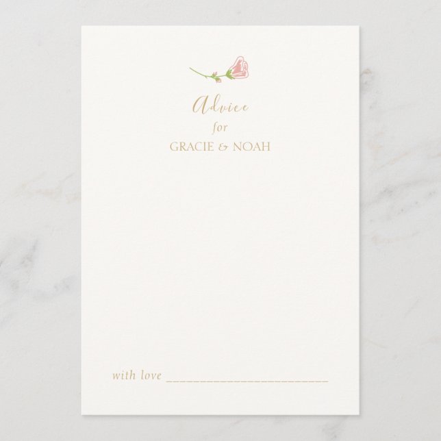 Chic Floral Rose & Ivory Wedding Advice Card  (Front)