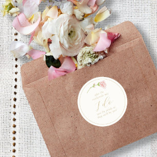Chic Floral Rose & Ivory Wedding  Classic Round Sticker