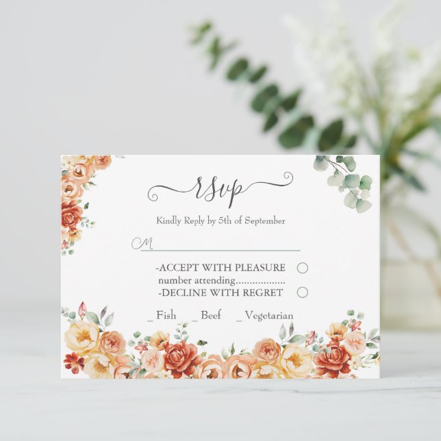 Chic Floral RSVP Wedding Response Card (Standing Front)