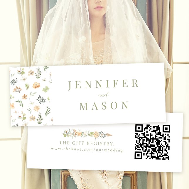 Chic floral rustic wedding QR registry insert card (Creator Uploaded)