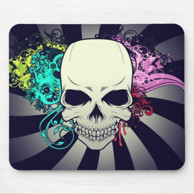 Chic Floral Skull Mouse Mat (Front)