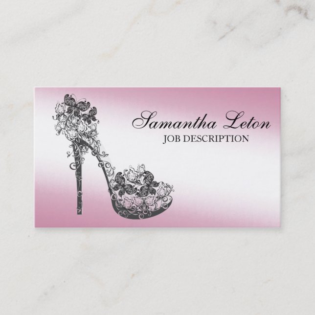 Chic Floral Stilettos Shoes High Heels Pumps Business Card (Front)