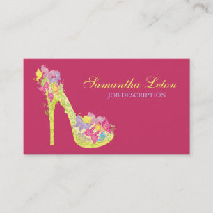 Chic Floral Stilettos Shoes High Heels Pumps Business Card