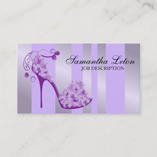 Chic Floral Stilettos Shoes High Heels Pumps Business Card (Front)