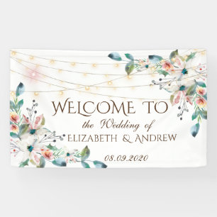 Chic Floral String Lights Banner