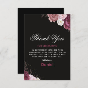 Chic Floral Surprise Retirement Party 2025 Thank You Card