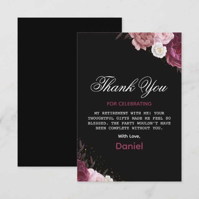  Chic Floral Surprise Retirement Party 2025 Thank You Card (Front/Back)