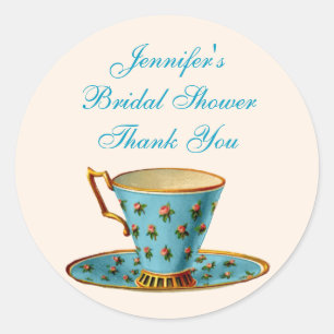 Chic Floral Tea Cup Bridal Shower Sticker