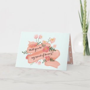 Chic Floral Vintage Banner Maid of Honour Request Invitation