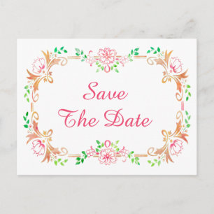 Chic Floral Watercolor 21st Birthday Save The Date Announcement Postcard