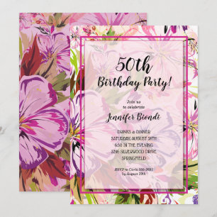 Chic Floral Watercolor Birthday Party Invitation