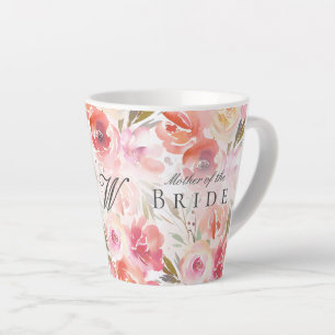 Chic Floral Watercolor Blush Rose Mother Of Bride Latte Mug