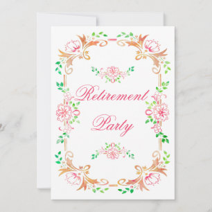 Chic Floral Watercolor Retirement Double Sided Invitation