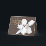 Chic Floral White Magnolia Flower Brown Birthday Card<br><div class="desc">Beautiful white Southern Magnolia flower against a chocolate-brown colour background. The flower covers the front of this card which can be used as a thank you card,  a birthday card,  or any other card of your choice. Customise it with your text and/or pictures to make it one-of-a-kind!</div>