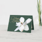 Chic Floral White Magnolia Flower Green Birthday