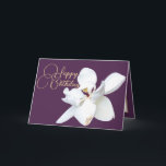 Chic Floral White Magnolia Flower Purple Birthday Card<br><div class="desc">Beautiful white Southern Magnolia flower against a purple colour background. The flower covers the front of this card which can be used as a thank you card,  a birthday card,  or any other card of your choice. Customise it with your text and/or pictures to make it one-of-a-kind!</div>