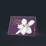 Chic Floral White Magnolia Flower Purple Birthday Card<br><div class="desc">Beautiful white Southern Magnolia flower against a purple colour background. The flower covers the front of this card which can be used as a thank you card,  a birthday card,  or any other card of your choice. Customise it with your text and/or pictures to make it one-of-a-kind!</div>