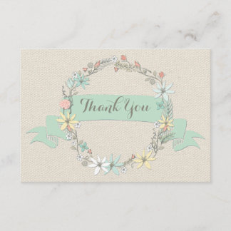 Chic Floral Wreath and Banner Thank You