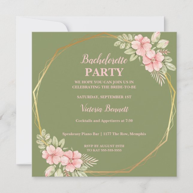 Chic Floral Wreath  Bachelorette Party Invitation (Front)