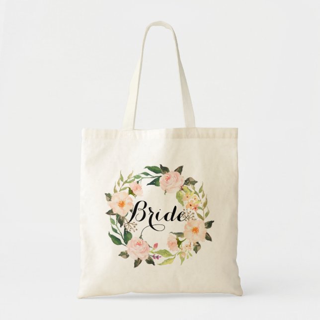 Chic Floral Wreath Bride-2 Tote Bag (Front)