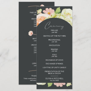 Chic Florals Dark Wedding Ceremony Programme