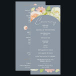 Chic Florals Dusty Blue Wedding Ceremony Programme<br><div class="desc">Wedding ceremony program features your details on the front and back in chic lettering accented with beautiful watercolor flowers - white and green hydrangeas,  pink and cream roses,  daisies,  small stems and leaves. MATCHING items in our collection.</div>