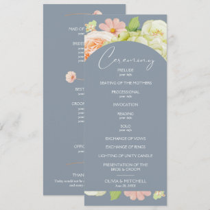 Chic Florals Dusty Blue Wedding Ceremony Programme