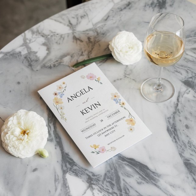 Chic Florals: Elegant Minimalist Wedding  Invitation (Creator Uploaded)
