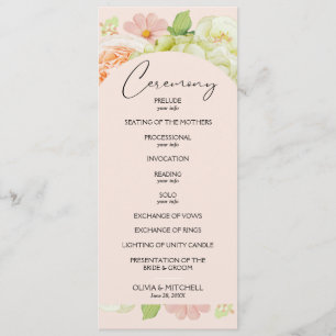 Chic Florals Pink Wedding Ceremony Programme