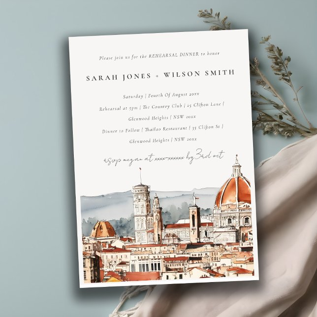 Chic Florence Cathedral Italy Rehearsal Dinner Invitation (Creator Uploaded)