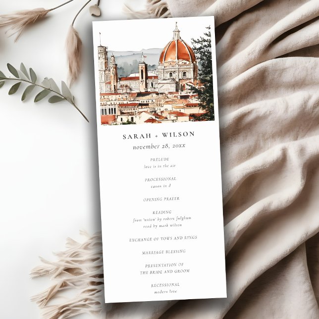 Chic Florence Cathedral Italy Wedding Program Invitation (Creator Uploaded)