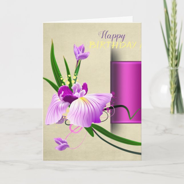Chic Flower Birthday Card (Front)