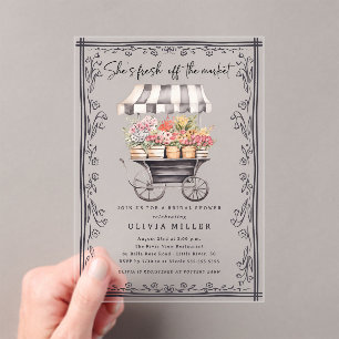 Chic Flower Cart Bridal Shower Invitation