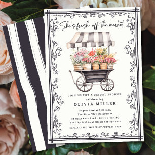 Chic Flower Cart Bridal Shower Invitation