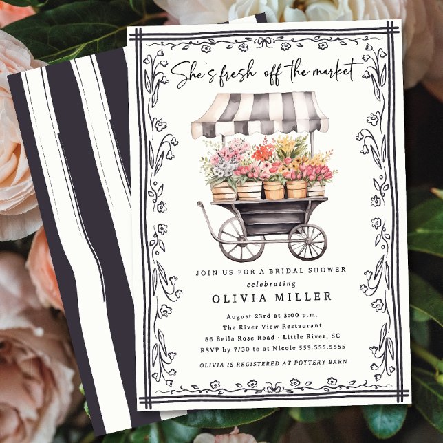 Chic Flower Cart Bridal Shower Invitation (Creator Uploaded)