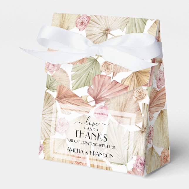 Chic Flowers and Leaves Bridal Shower Favour Box (Front Side)