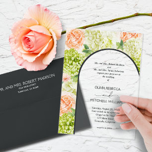 Chic Flowers Brown Arch Wedding Acrylic Invitations