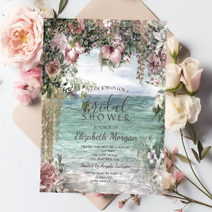 Chic Flowers Ocean Bridal Shower Invitation