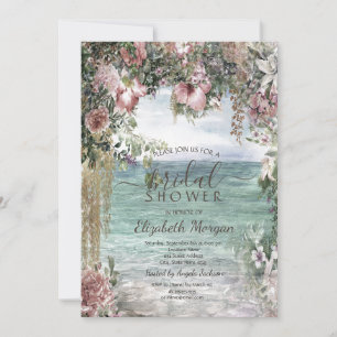 Chic Flowers Ocean  Bridal Shower  Invitation