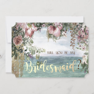 Chic Flowers Ocean Bridesmaid Card