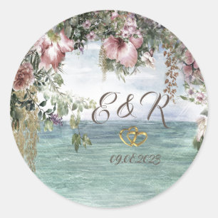 Chic Flowers Ocean  Classic Round Sticker
