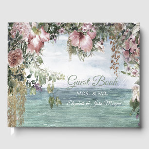 Chic Flowers Ocean  Guest Book