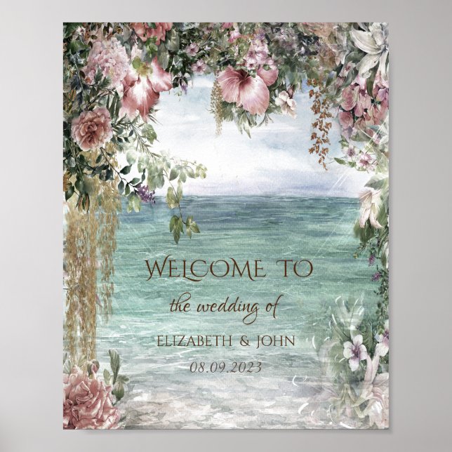 Chic Flowers Ocean Poster (Front)