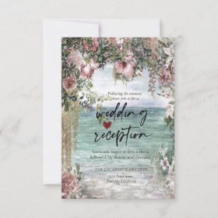 Chic Flowers Ocean Reception Invitation