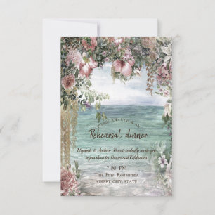 Chic Flowers Ocean Rehearsal Dinner Invitation