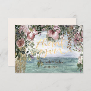 Chic Flowers Ocean  Thank You Card